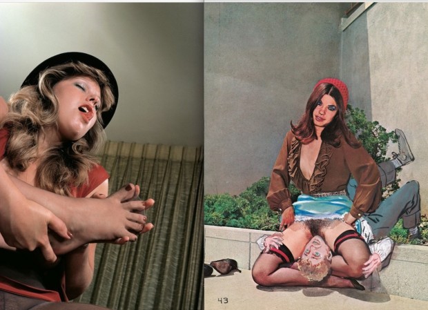 Modelo Denise fotografada por Elmer Batters em 1976 e pose "sentada na cara", feita em guache por Eric Stanton para um revista em 1977. (Foto: Cortesia Taschen)