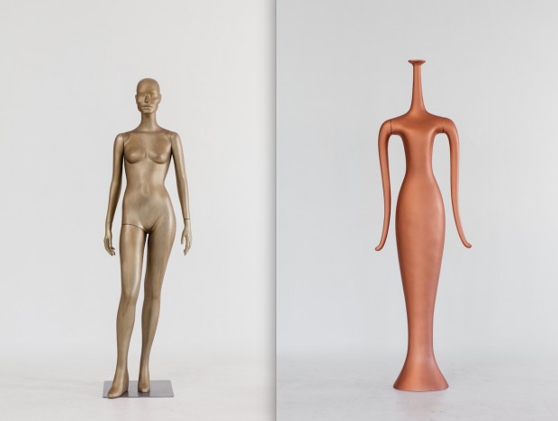 Modelo para a designer Diane von Furstenberg criado em estilo guerreiros de terracota (2014) e modelo Nile, em colaboracão com Patrick Nagar (1995) (Fotos de Antoine Bootz)