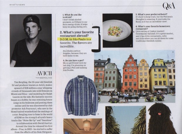 Detalhe da entrevista de Avicii ao Wall Street Journal. (Foto: Reprodução)