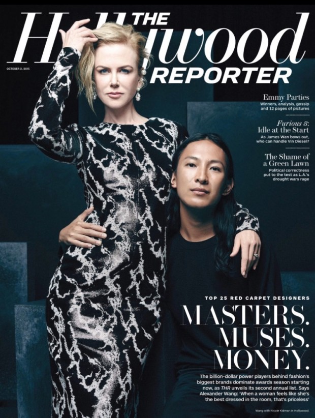 Nicole Kidman e o designer Alexander Wang na capa do Hollywood Reporter desta semana. (Foto: Divulgação)