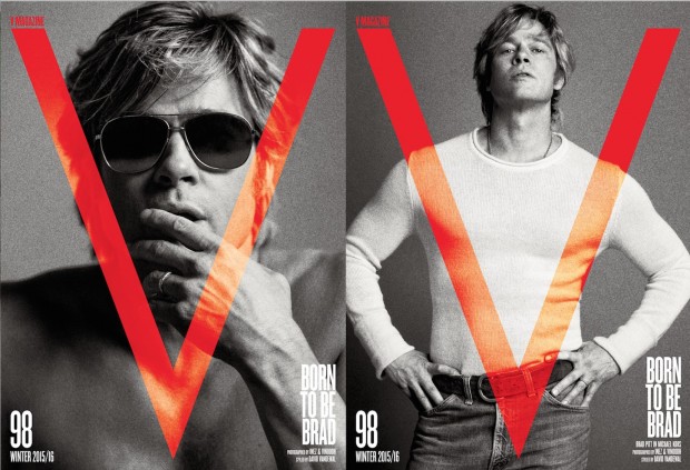 Brad Pitt na capa da nova edição da revista "V". (Foto: V Magazine #98; fotógrafos Inez and Vinoodh; stylist: David Vandewal)