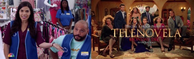 NBC aproveitou os comerciais para fazer média com os latinos, apresentando dois novos programas direcionados a eles: "Superstore", com America Ferrera, e "Telenovela", produzido e estrelado por Eva Longoria. (Foto Reprodução)