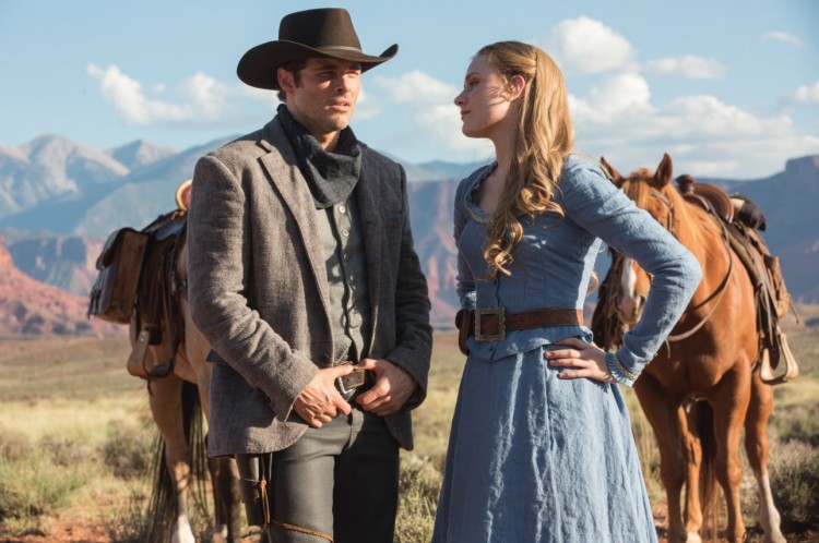 James Marsden e Evan Rachel Wood no western/ficção científica "Westworld". (Foto: Divulgação)