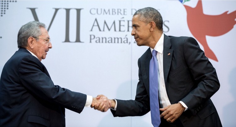 April 11, 2015 “The culmination of years of talks resulted in this handshake between the President and Cuban President Raúl Castro during the Summit of the Americas in Panama City, Panama.” (Official White House Photo by Pete Souza)