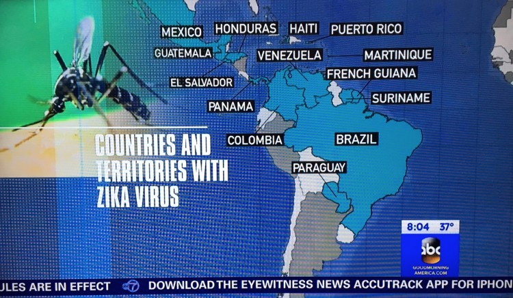 Programa "Good Morning America" mostrou gráfico da epidemia do zika nos Brasil e outros 11 países da América do Sul e Caribe. (Foto: Divulgação)