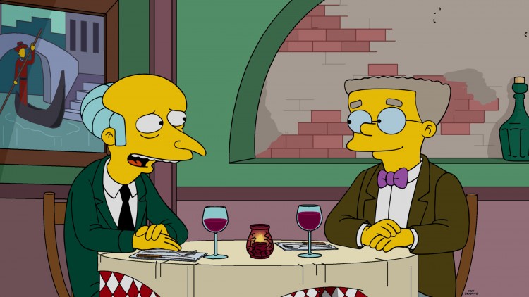 O vilão C. Burns e o subalterno gay Smitheren em cena do episódio de domingo (3) do "The Simpsons". (Foto: 