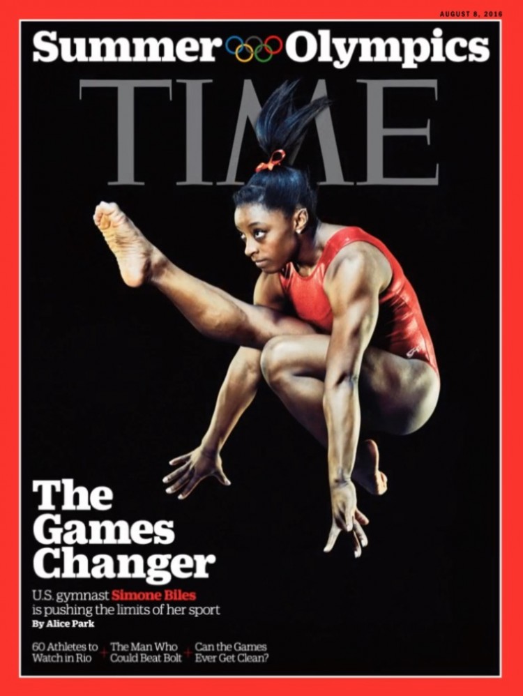 A ginasta americama Simone Biles, 19, na capa da Time. (Foto: Reprodução)