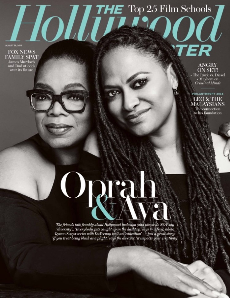 A produtora Oprah Winfrey e a cineasta Ava DuVernay na capa da revista The Hollywood Reporter de agosto. (Foto: Reprodução)