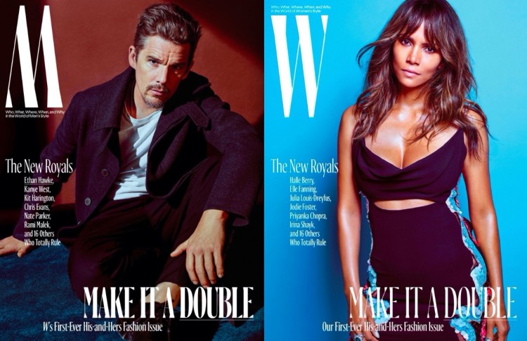 Os atores Ethan Hawke e Halle Berry. (Foto: Mario Sorrenti/W)