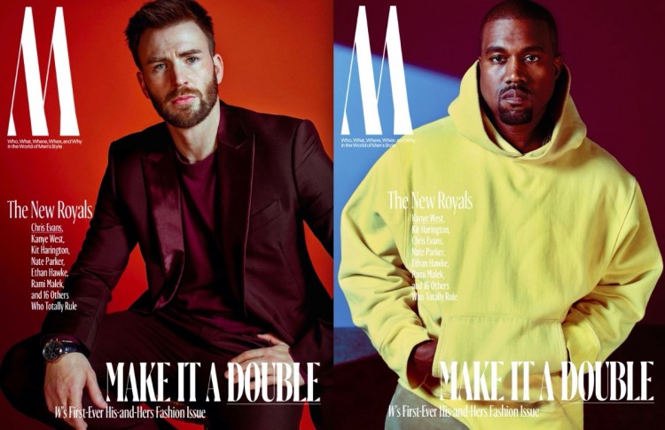 O ator Chris Evans e o músico Kanye West (Foto: Mario Sorrenti/W)