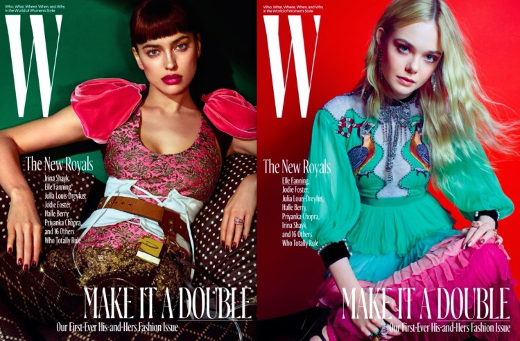 A modelo Irina Shayk e a atriz Ellen Fanning. (Fotos: Mario Sorrenti/W)