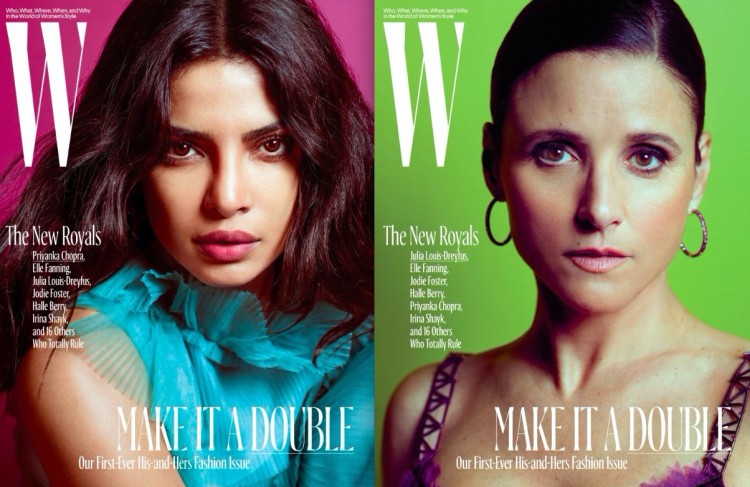 As atrizes de TV Priyanka Chopra ("Quantico") e Julia Louis-Dreyfuss ("Veep") (Foto: Mario Sorrenti/W)